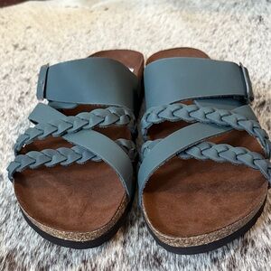 Teal White Mountain Footbed Sandals Size 10 WIDE